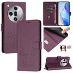 For OPPO Find X7 Smile Embossing RFID Leather Phone Case(Violet)