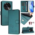 For OPPO Find X6 Pro Smile Embossing RFID Leather Phone Case(Peacock Green)