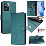 For OPPO A77 4G / A77s 4G Smile Embossing RFID Leather Phone Case(Peacock Green)