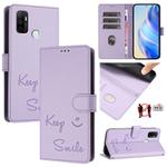 For OPPO A11s 4G Smile Embossing RFID Leather Phone Case(Light Purple)