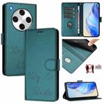 For OPPO Find X8 Pro Smile Embossing RFID Leather Phone Case(Peacock Green)