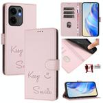 For OPPO Reno13 F 5G Smile Embossing RFID Leather Phone Case(Pink)