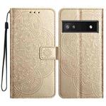 For Google Pixel 9a Flower Embossed Leather Phone Case(Gold)