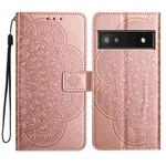 For Google Pixel 9a Flower Embossed Leather Phone Case(Rose Gold)