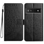 For Google Pixel 9a Flower Embossed Leather Phone Case(Black)