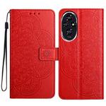 For Honor 200 Flower Embossed Leather Phone Case(Red)