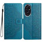 For Honor 200 Flower Embossed Leather Phone Case(Blue)