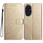 For Honor 200 Flower Embossed Leather Phone Case(Gold)