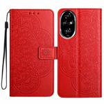 For Honor 200 Pro Flower Embossed Leather Phone Case(Red)