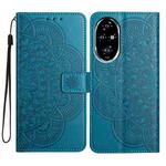 For Honor 200 Pro Flower Embossed Leather Phone Case(Blue)