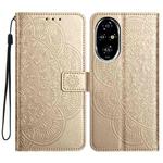 For Honor 200 Pro Flower Embossed Leather Phone Case(Gold)