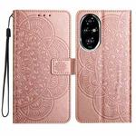 For Honor 200 Pro Flower Embossed Leather Phone Case(Rose Gold)