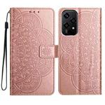 For Honor 200 Lite Global Flower Embossed Leather Phone Case(Rose Gold)