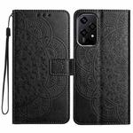 For Honor 200 Lite Global Flower Embossed Leather Phone Case(Black)