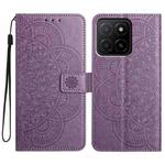 For Honor X5b Flower Embossed Leather Phone Case(Purple)