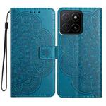 For Honor X5b Flower Embossed Leather Phone Case(Blue)