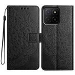 For Honor X5b Flower Embossed Leather Phone Case(Black)