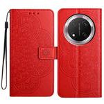 For Honor X9c Flower Embossed Leather Phone Case(Red)