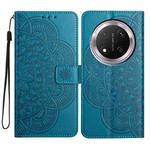 For Honor X9c Flower Embossed Leather Phone Case(Blue)