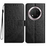 For Honor X9c Flower Embossed Leather Phone Case(Black)