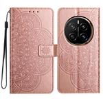 For Honor Magic7 Flower Embossed Leather Phone Case(Rose Gold)