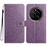 For Honor Magic7 Pro Flower Embossed Leather Phone Case(Purple)
