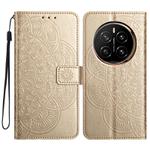 For Honor Magic7 Pro Flower Embossed Leather Phone Case(Gold)
