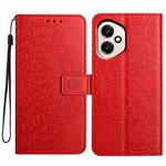 For Honor 400 Global 156.5mm Flower Embossed Leather Phone Case(Red)
