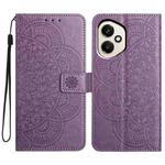 For Honor 400 Global 156.5mm Flower Embossed Leather Phone Case(Purple)