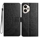 For Honor 400 Global 156.5mm Flower Embossed Leather Phone Case(Black)