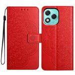 For Honor 400 Lite Global Flower Embossed Leather Phone Case(Red)