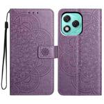 For Honor 400 Lite Global Flower Embossed Leather Phone Case(Purple)