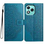 For Honor 400 Lite Global Flower Embossed Leather Phone Case(Blue)