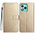 For Honor 400 Lite Global Flower Embossed Leather Phone Case(Gold)