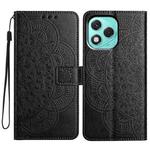 For Honor 400 Lite Global Flower Embossed Leather Phone Case(Black)