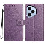 For Honor 400 Pro Global 160.8mm Flower Embossed Leather Phone Case(Purple)