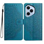 For Honor 400 Pro Global 160.8mm Flower Embossed Leather Phone Case(Blue)