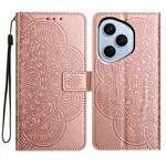 For Honor 400 Pro Global 160.8mm Flower Embossed Leather Phone Case(Rose Gold)