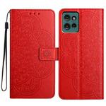 For Motorola Edge 50 5G Flower Embossed Leather Phone Case(Red)