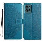 For Motorola Edge 50 5G Flower Embossed Leather Phone Case(Blue)