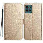 For Motorola Edge 50 5G Flower Embossed Leather Phone Case(Gold)