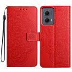 For Motorola Edge 2024 Flower Embossed Leather Phone Case(Red)