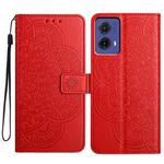 For Motorola Moto G85 Flower Embossed Leather Phone Case(Red)