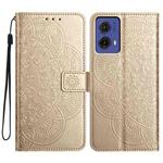 For Motorola Moto G85 Flower Embossed Leather Phone Case(Gold)