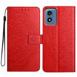 For Motorola Moto G Play 2024 Flower Embossed Leather Phone Case(Red)