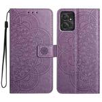 For Motorola Moto G Power 5G Flower Embossed Leather Phone Case(Purple)