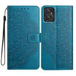 For Motorola Moto G Power 5G Flower Embossed Leather Phone Case(Blue)