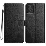 For Motorola Moto G Power 5G Flower Embossed Leather Phone Case(Black)