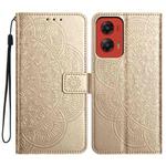 For Motorola Moto G Stylus 5G 2024 Flower Embossed Leather Phone Case(Gold)