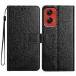 For Motorola Moto G Stylus 5G 2024 Flower Embossed Leather Phone Case(Black)